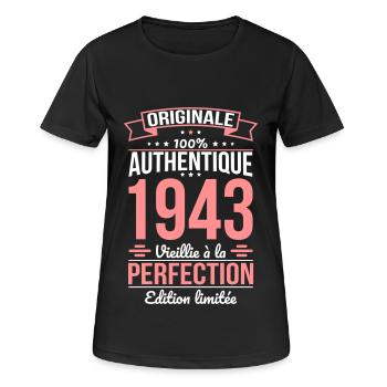 Anniversaire 81 ans - Originale - 1943 - T-shirt respirant Femme - noir - Devant - AI Model Female 172 light (172cm)