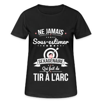 Sous-estimer une sexagénaire qui fait tir à l'arc - T-shirt respirant Femme - noir - Devant - AI Model Female 172 light (172cm)