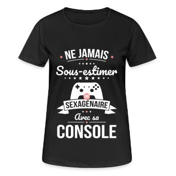 Sous-estimer une sexagénaire avec sa console - T-shirt respirant Femme - noir - Devant - AI Model Female 172 light (172cm)