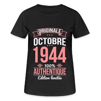 80th Anniversary - Original - October 1944 - Women's Breathable T-Shirt - black - Front - AI Model Female 172 light (172cm)