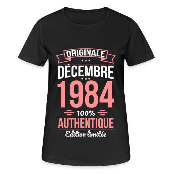 40. Jahrestag - Original - Dezember 1984 - Frauen T-Shirt atmungsaktiv - Schwarz - Vorne - AI Model Female 172 light (172cm)