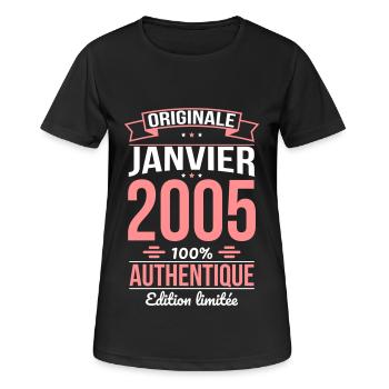 20th Anniversary - Original - January 2005 - Women's Breathable T-Shirt - black - Front - AI Model Female 172 light (172cm)