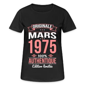 50. Jahrestag - Original - März 1975 - Frauen T-Shirt atmungsaktiv - Schwarz - Vorne - AI Model Female 172 light (172cm)