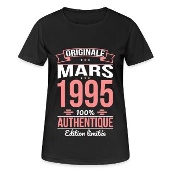 30th Anniversary - Original - March 1995 - Women's Breathable T-Shirt - black - Front - AI Model Female 172 light (172cm)