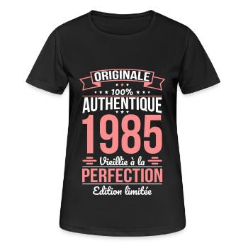 Anniversaire 40 ans - Originale - 1985 - T-shirt respirant Femme - noir - Devant - AI Model Female 172 light (172cm)