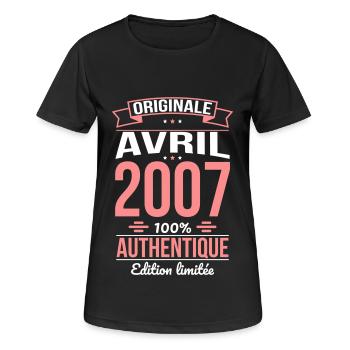 18th Birthday - Original - April 2007 - Women's Breathable T-Shirt - black - Front - AI Model Female 172 light (172cm)