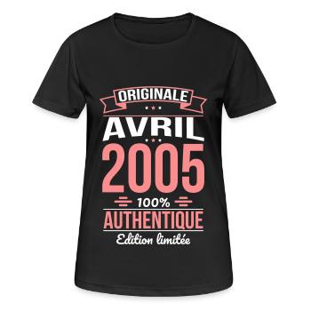 20th Anniversary - Original - April 2005 - Women's Breathable T-Shirt - black - Front - AI Model Female 172 light (172cm)
