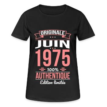 50. Jahrestag - Original - Juni 1975 - Frauen T-Shirt atmungsaktiv - Schwarz - Vorne - AI Model Female 172 light (172cm)