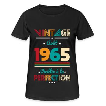 60th Birthday - Vintage - August 1965 - Women's Breathable T-Shirt - black - Front - AI Model Female 172 light (172cm)