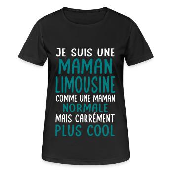 Maman Limousine comme maman normale plus cool - T-shirt respirant Femme - noir - Devant - AI Model Female 172 light (172cm)