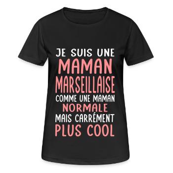 Maman Marseillaise comme maman normale plus cool - T-shirt respirant Femme - noir - Devant - AI Model Female 172 light (172cm)