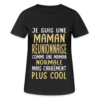 Maman Réunionnaise comme maman normale plus cool - T-shirt respirant Femme - noir - Devant - AI Model Female 172 light (172cm)