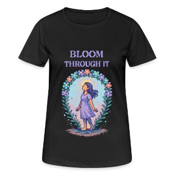 Bloom – Chemise Pixel Art pour la force et la guérison - T-shirt respirant Femme - noir - Devant - AI Model Female 172 light (172cm)