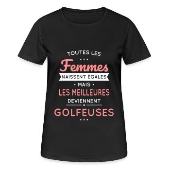 Golf - Femmes égales meilleures golfeuses - T-shirt respirant Femme - noir - Devant - AI Model Female 172 light (172cm)