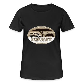Serengeti - Rhino & Jeep Safari - Nashorn - Frauen T-Shirt atmungsaktiv - Schwarz - Vorne - AI Model Female 172 light (172cm)