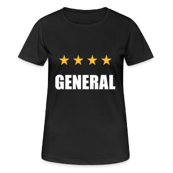 ★ Designfarben änderbar ★ General (4 Sterne) - Frauen T-Shirt atmungsaktiv - Schwarz - Vorne - AI Model Female 172 light (172cm)