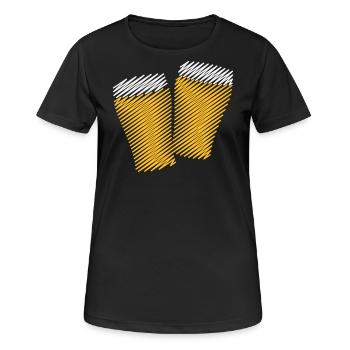 2 Biergläser Stoßen An (Bier / Scribble) - Frauen T-Shirt atmungsaktiv - Schwarz - Vorne - AI Model Female 172 light (172cm)