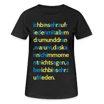 Sehr Zufrieden Schriftzug lustig witzig Geschenk - Frauen T-Shirt atmungsaktiv - Schwarz - Vorne - AI Model Female 172 light (172cm)