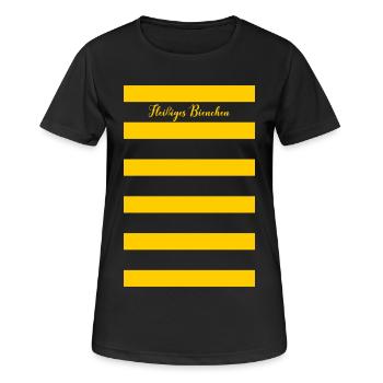 Streifen gelb - Fleißiges Bienchen - Frauen T-Shirt atmungsaktiv - Schwarz - Vorne - AI Model Female 172 light (172cm)