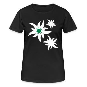 3 fleurs Fleurs d'Edelweiss - T-shirt respirant Femme - noir - Devant - AI Model Female 172 light (172cm)