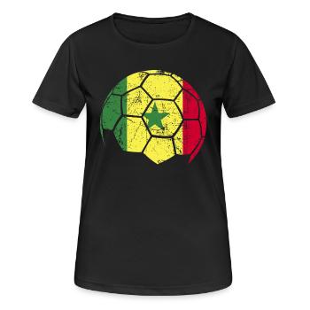 Senegal Soccer Ball Fußball - Frauen T-Shirt atmungsaktiv - Schwarz - Vorne - AI Model Female 172 light (172cm)
