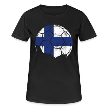 Finland Soccer Ball Fußball - Frauen T-Shirt atmungsaktiv - Schwarz - Vorne - AI Model Female 172 light (172cm)