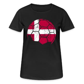 Denmark Soccer Ball Fußball - Frauen T-Shirt atmungsaktiv - Schwarz - Vorne - AI Model Female 172 light (172cm)
