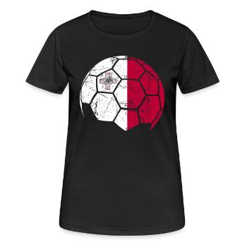 Malta Soccer Ball Fußball - Frauen T-Shirt atmungsaktiv - Schwarz - Vorne - AI Model Female 172 light (172cm)