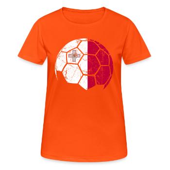 Malta Soccer Ball Fußball - Frauen T-Shirt atmungsaktiv - Neonorange - Vorne - AI Model Female 172 dark (172cm)