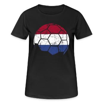 Netherlands Soccer Ball Fußball - Frauen T-Shirt atmungsaktiv - Schwarz - Vorne - AI Model Female 172 light (172cm)