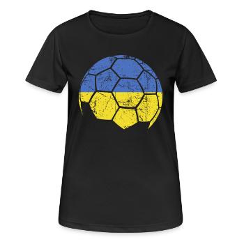 Ukraine Soccer Ball Fußball - Frauen T-Shirt atmungsaktiv - Schwarz - Vorne - AI Model Female 172 light (172cm)