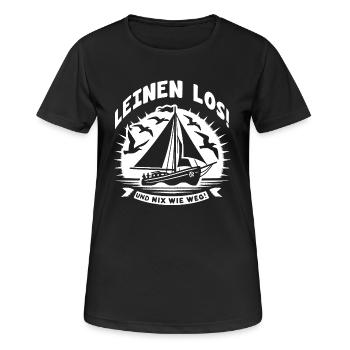Leinen los und nichts wie weg! Wir legen ab! - Frauen T-Shirt atmungsaktiv - Schwarz - Vorne - AI Model Female 172 light (172cm)