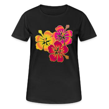 BALI fleurs d'hibiscus trio - T-shirt respirant Femme - noir - Devant - AI Model Female 172 light (172cm)