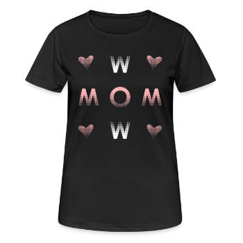 WOW MOM - Frauen T-Shirt atmungsaktiv - Schwarz - Vorne - AI Model Female 172 light (172cm)