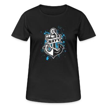 Veteranen! Veterans! US Navy! USA! - Frauen T-Shirt atmungsaktiv - Schwarz - Vorne - AI Model Female 172 light (172cm)