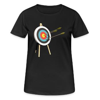 tir à l'arc flèche d'arc sports24 cible arbalète - T-shirt respirant Femme - noir - Devant - AI Model Female 172 light (172cm)