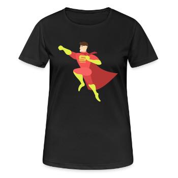 Superpapa als Geschenk - Frauen T-Shirt atmungsaktiv - Schwarz - Vorne - AI Model Female 172 light (172cm)