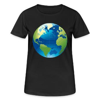 Globus - Weltkugel - Frauen T-Shirt atmungsaktiv - Schwarz - Vorne - AI Model Female 172 light (172cm)