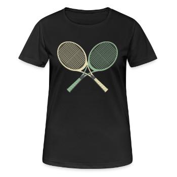 tennis rackets sports ideas ideas - Women's Breathable T-Shirt - black - Front - AI Model Female 172 light (172cm)
