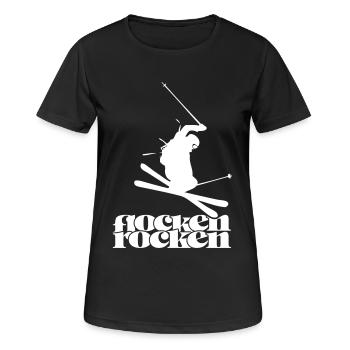 Flocken Rocken - Frauen T-Shirt atmungsaktiv - Schwarz - Vorne - AI Model Female 172 light (172cm)