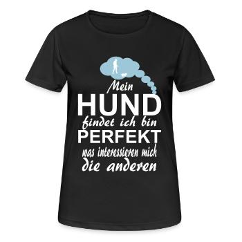 MEIN HUND FINDET MICH PERFEKT - Frauen T-Shirt atmungsaktiv - Schwarz - Vorne - AI Model Female 172 light (172cm)