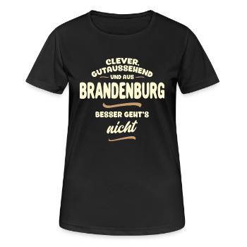 Clever, gutaussehend und aus Brandenburg... - Frauen T-Shirt atmungsaktiv - Schwarz - Vorne - AI Model Female 172 light (172cm)