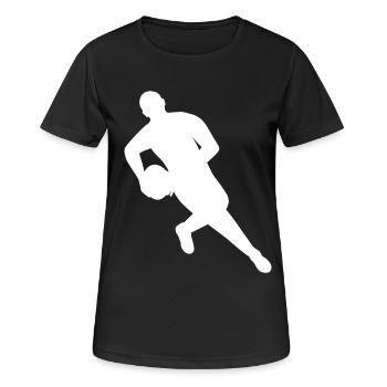 Le rugby en mouvement - T-shirt respirant Femme - noir - Devant - AI Model Female 172 light (172cm)