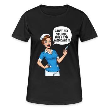 Nurse Humor: Medication Stupidity - Women's Breathable T-Shirt - black - Front - AI Model Female 172 light (172cm)