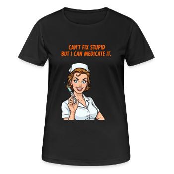 Nurse Saying: Stupidity Medicine - Women's Breathable T-Shirt - black - Front - AI Model Female 172 light (172cm)
