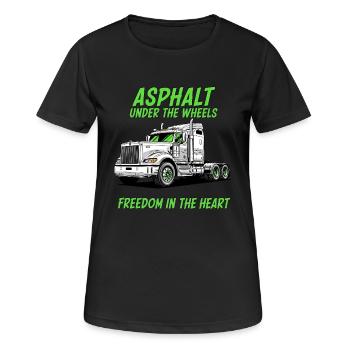 Le cœur du camionneur : l’asphalte sous les roues - T-shirt respirant Femme - noir - Devant - AI Model Female 172 light (172cm)