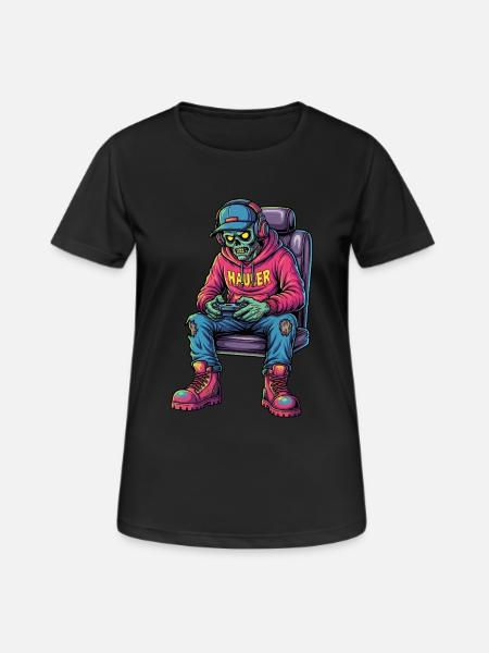 Undead Gamer: Zombie Gamer Trucker - Women's Breathable T-Shirt - black