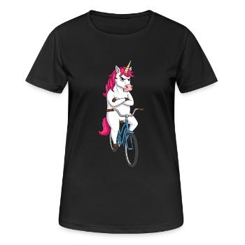 Grim Licorne sur roue - Pour les cyclistes - T-shirt respirant Femme - noir - Devant - AI Model Female 172 light (172cm)