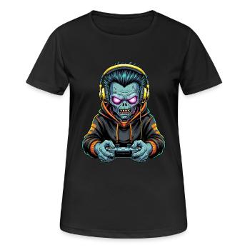 Zombie Zocker Power: Level Up mit Untoten! - Frauen T-Shirt atmungsaktiv - Schwarz - Vorne - AI Model Female 172 light (172cm)