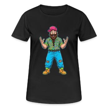 Fröhlicher Trucker Typ: Bart & Style pur! - Frauen T-Shirt atmungsaktiv - Schwarz - Vorne - AI Model Female 172 light (172cm)